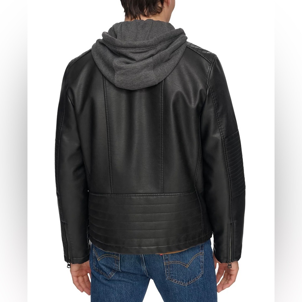 Levi's Men's Faux-Leather Hooded Zip Jacket - Picture 5 of 10